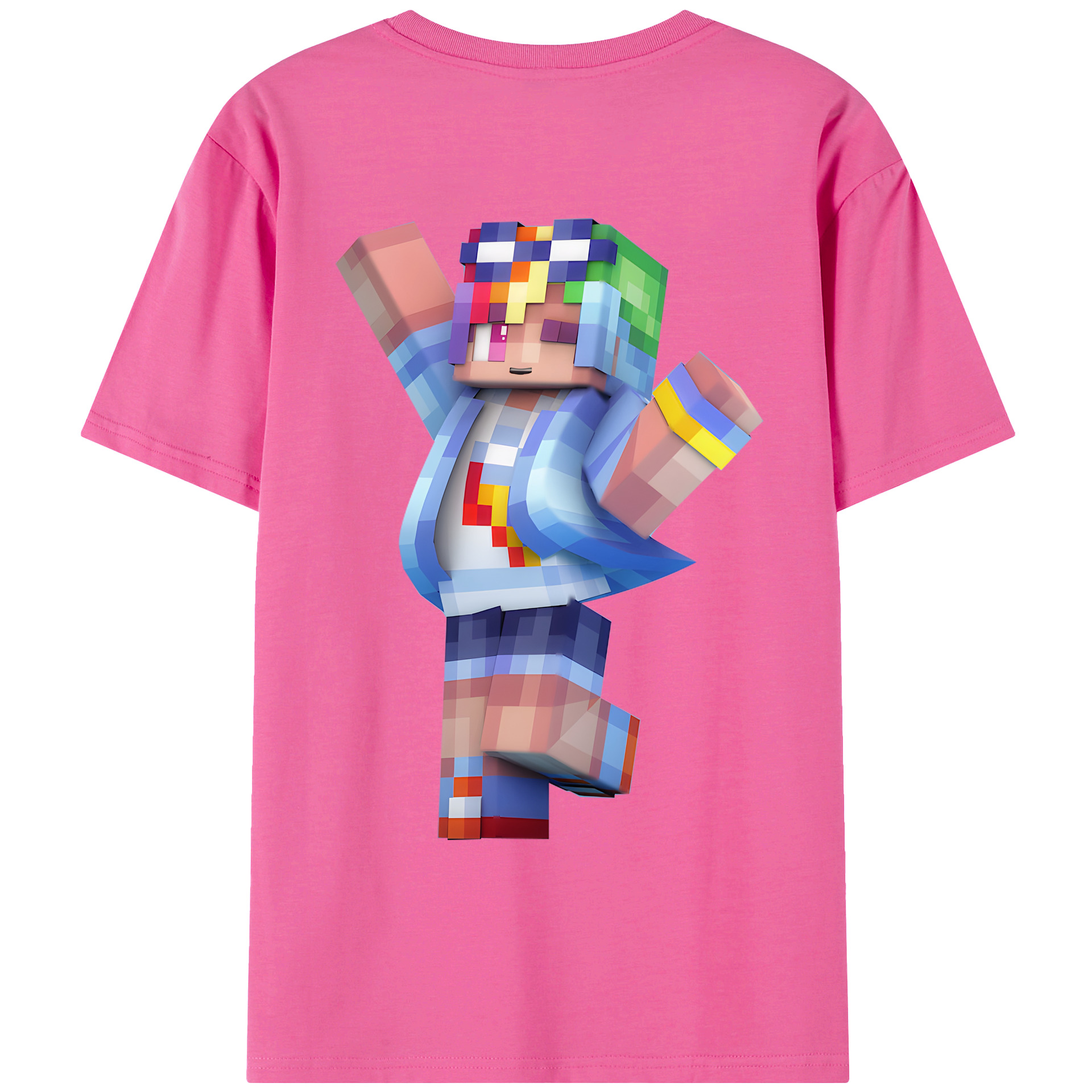 （画像用） マインクラフト ブロックの世界 Minecraft MC Block world レディース半袖Tシャツ(バックプリント)